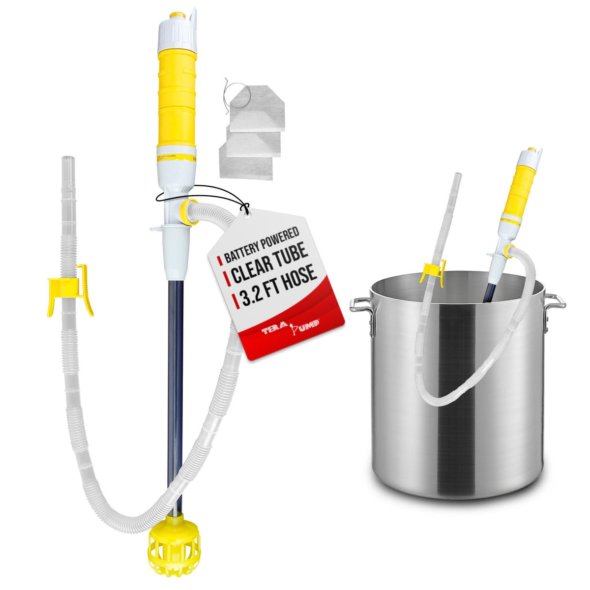 TERA PUMP Battery Powered Outdoor Cooking Oil Filter Pump for Warm Cooking Oil - BPA Free Transfer Pump - TRCOOK03