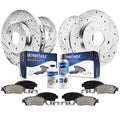 Detroit Axle - Brake Kit for 2004 Cadillac Seville Front & Rear Drilled and Slotted Disc Brake Rotors Replacement Ceramic Brakes