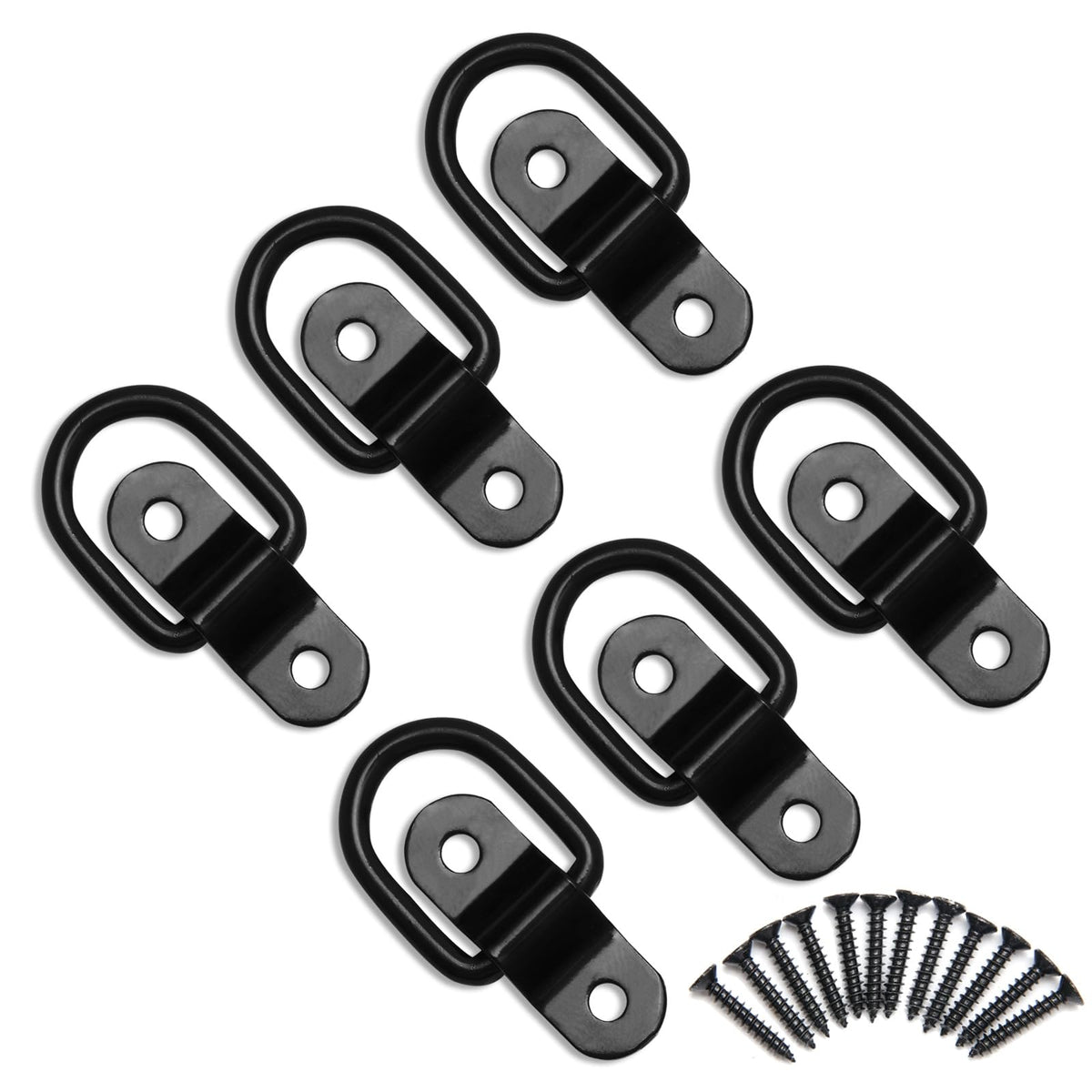 6 PCS D Ring Tie Down Anchor, D Rings Heavy with Duty, 3-rd Generation Trailer Tie Down Anchors, 2400Lbs Breaking Strength, 1/4